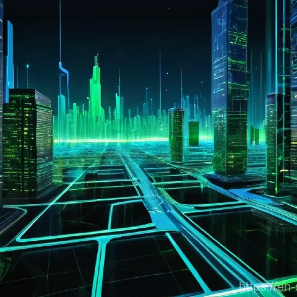 네트워크 보안 모니터링 도구의 기술적 한계 - **Prompt:** A highly detailed, futuristic digital cityscape at night, rendered in neon blues and gre...