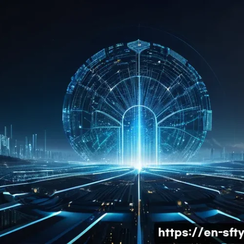 네트워크 보안 모니터링의 최신 트렌드 - **Prompt:** A futuristic, stylized digital landscape representing a secure network, overseen by an e...