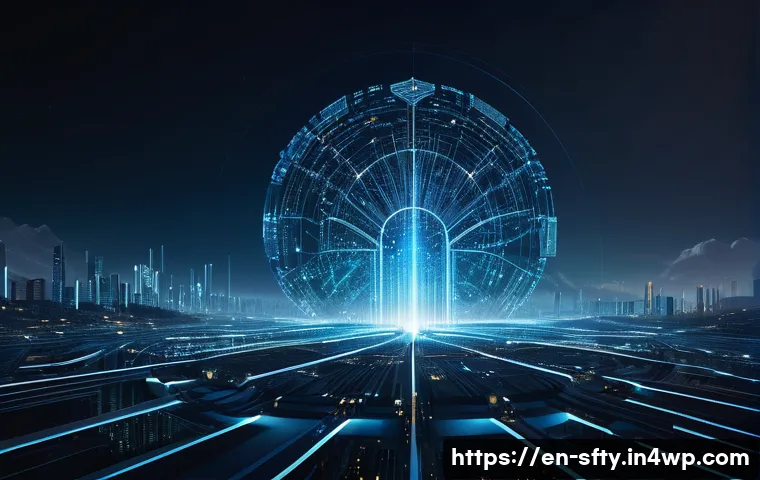 네트워크 보안 모니터링의 최신 트렌드 - **Prompt:** A futuristic, stylized digital landscape representing a secure network, overseen by an e...